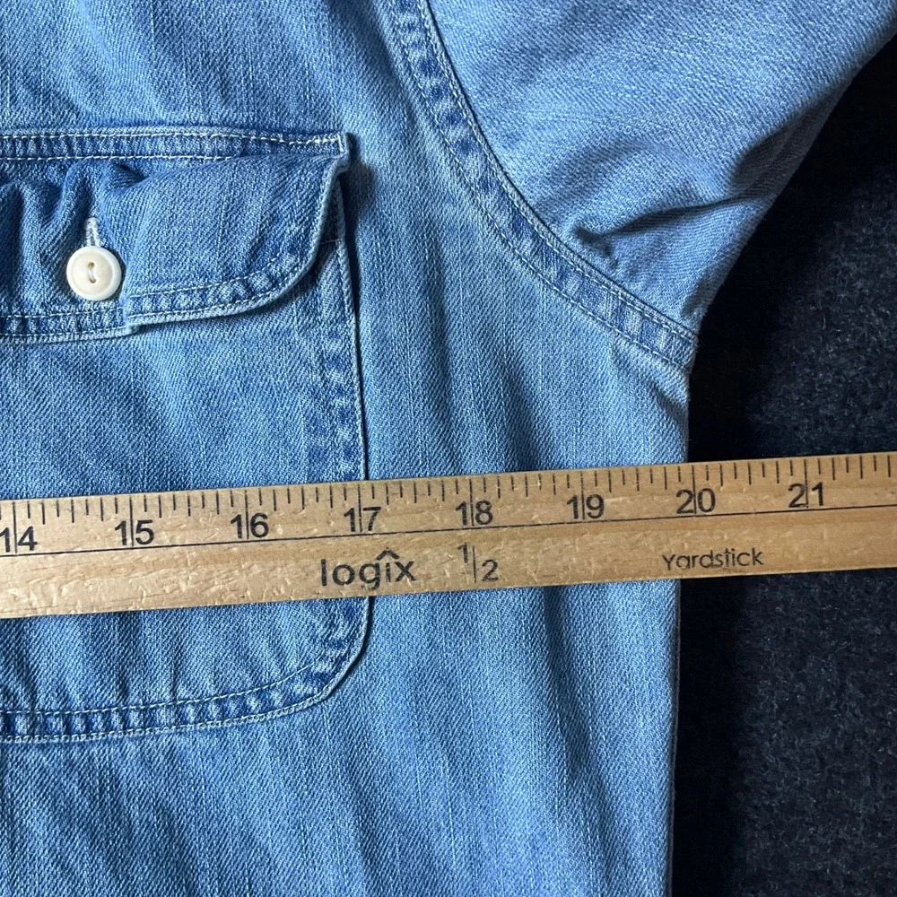 J. Crew Denim Shirt Mens M Blue Cotton Button Down Workwear Classic Casual